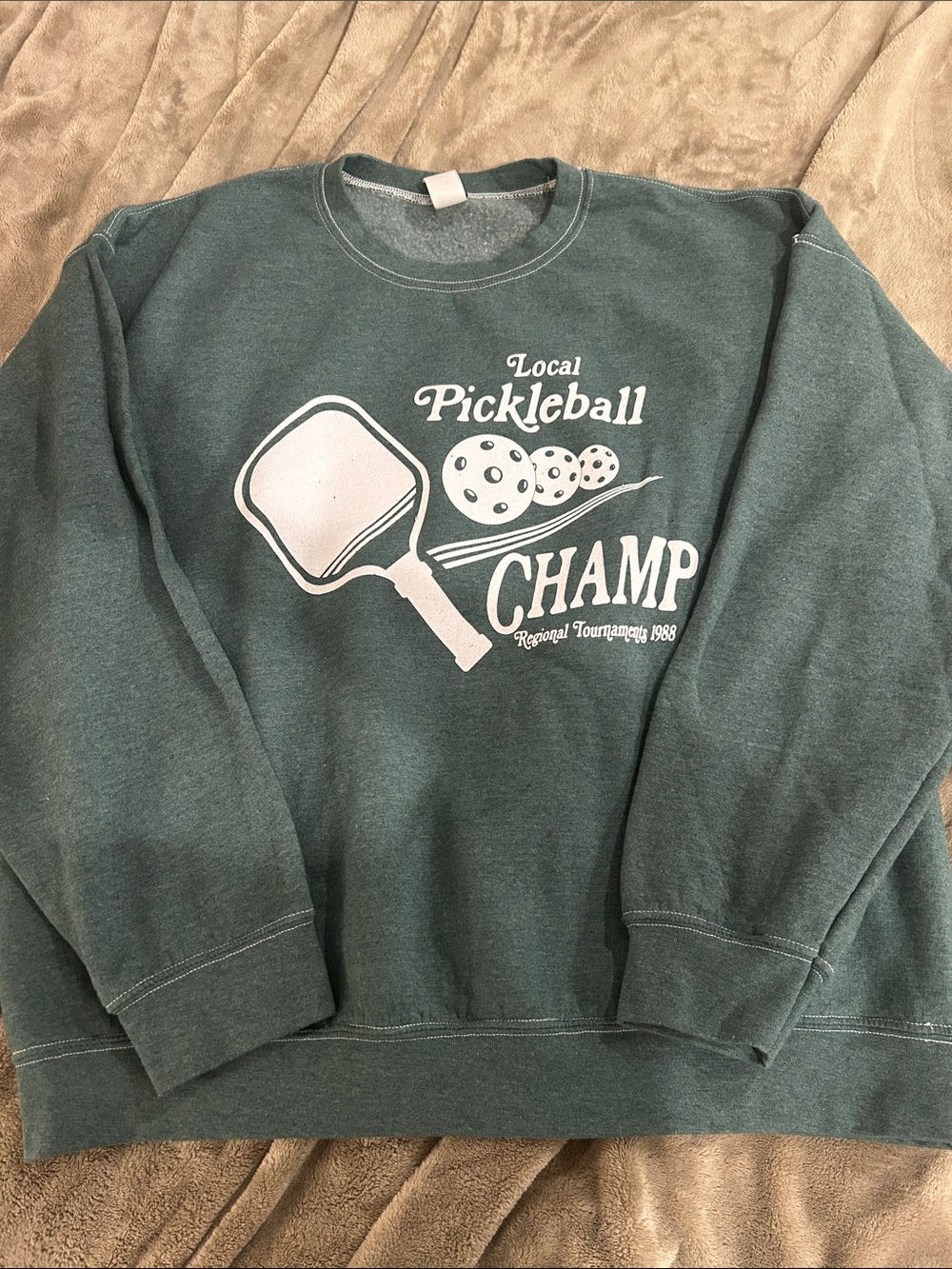 Sweet Claire Forest Green Pickleball Crewneck Sweatshirt